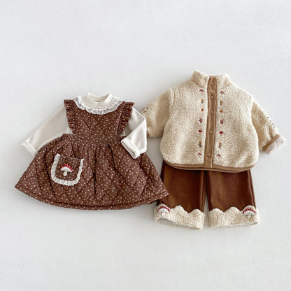 【BABY&KID】きのこ刺繍ワンピース、ロングパンツ、アウター、、トップスSK108115