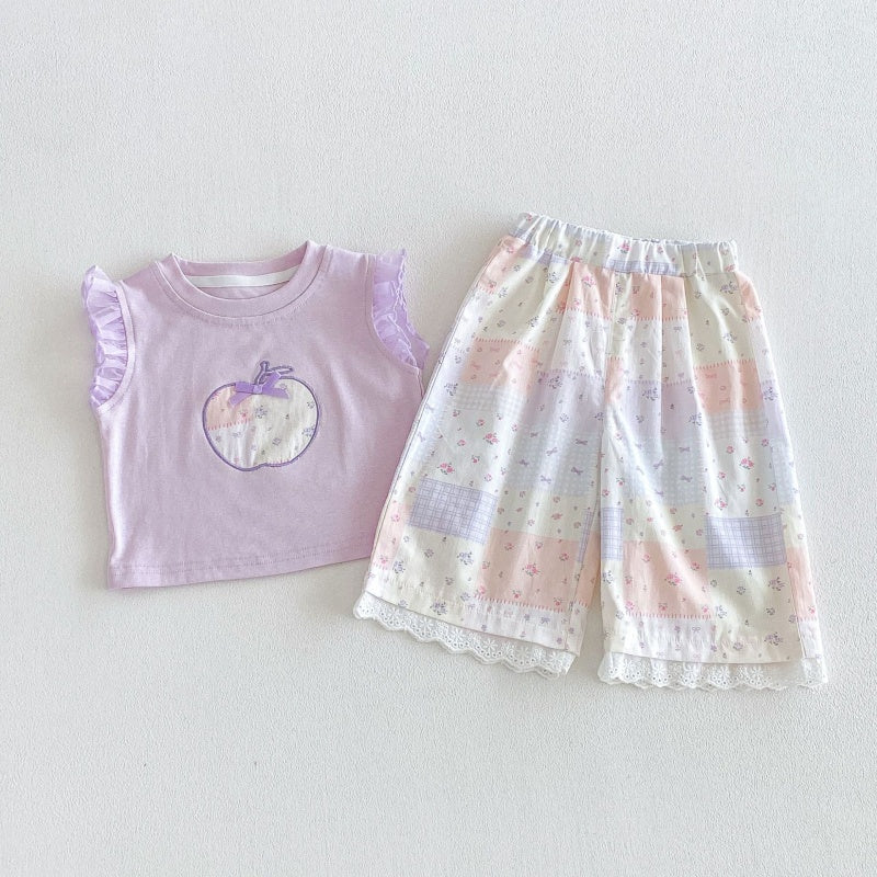 【BABY&KID】夏新作総柄フリルストレートパンツSK105909