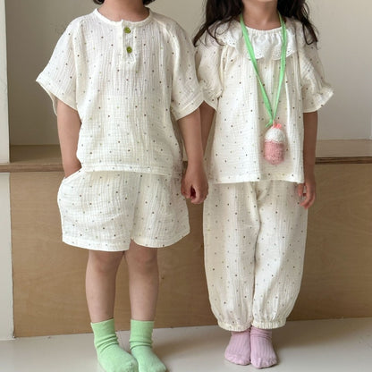 【BABY＆KID】夏新作 純綿ガーゼドット柄スーツSK063019