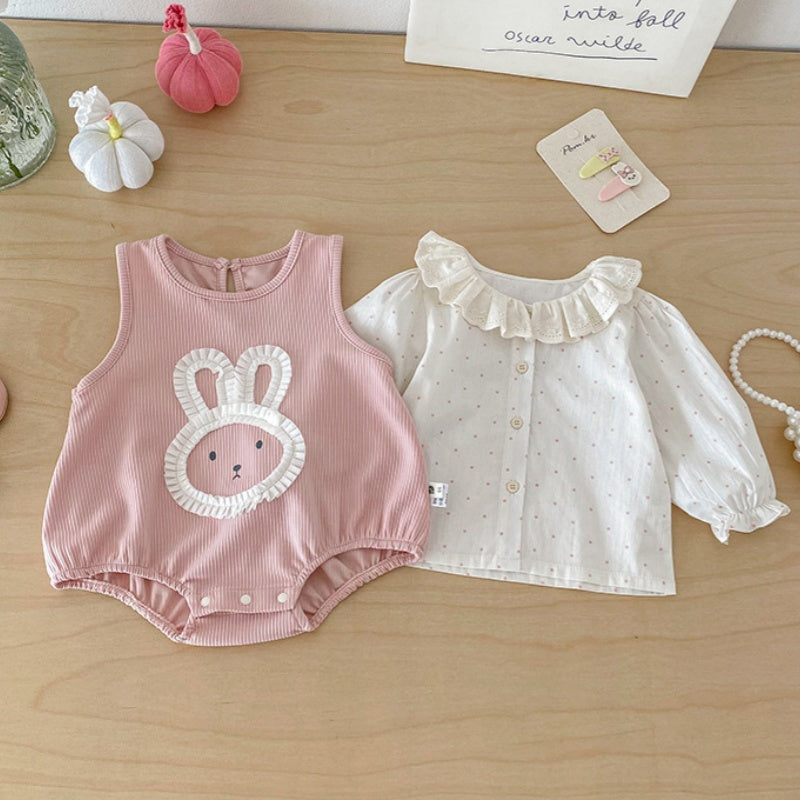 【BABY】おしゃれうさぎロンパース、カバーオール、ドットガールシャツSK103716
