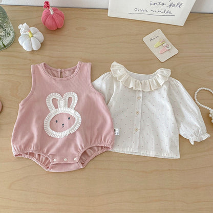 【BABY】おしゃれうさぎロンパース、カバーオール、ドットガールシャツSK103716
