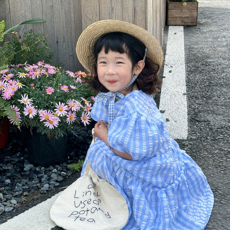 【BABY&KID】夏新作 ブルーチェックセットアップ、ワンピースSK072110