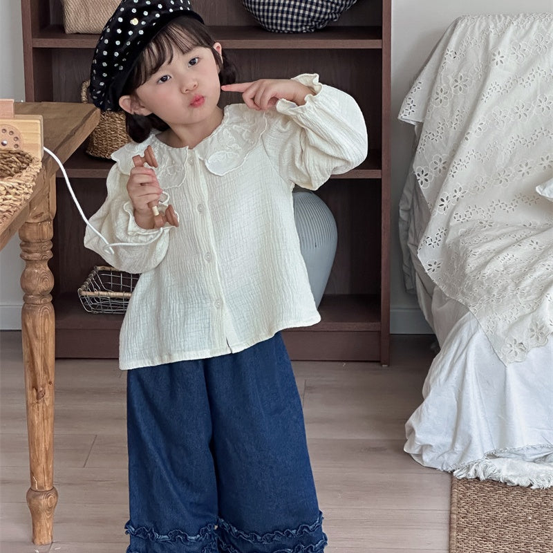 【BABY&KID】蝶結び刺繍カラーシャツSK101441