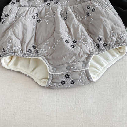 【BABY】冬新作小花柄蝶結びキルティングロンパースSK103102