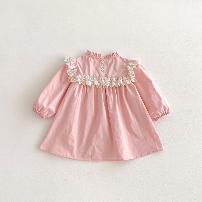 【BABY&KID】スタンドカラー花柄刺繍ワンピースSK011005