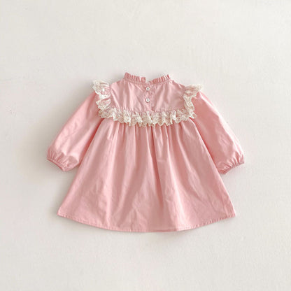 【BABY&KID】スタンドカラー花柄刺繍ワンピースSK011005