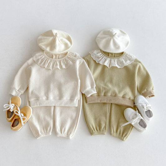 【BABY&KID】無地レース襟セットアップSK092716