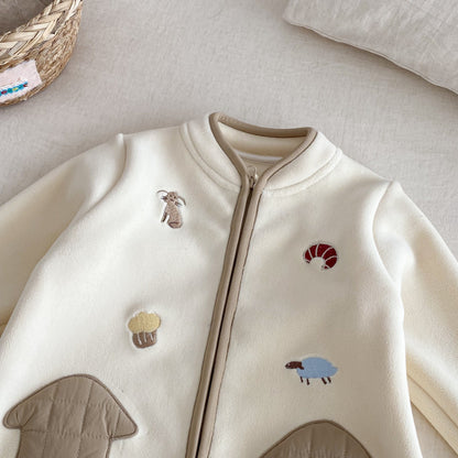 【BABY】冬新作おうち刺繍カバーオールSK102504