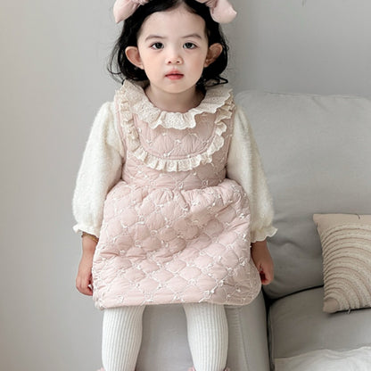 【BABY】冬新作レース襟キルティング裏起毛ワンピースSK102723