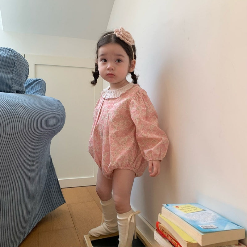 【BABY-予約限定】おしゃれラウンドカラー小花柄ロンパースSK101214