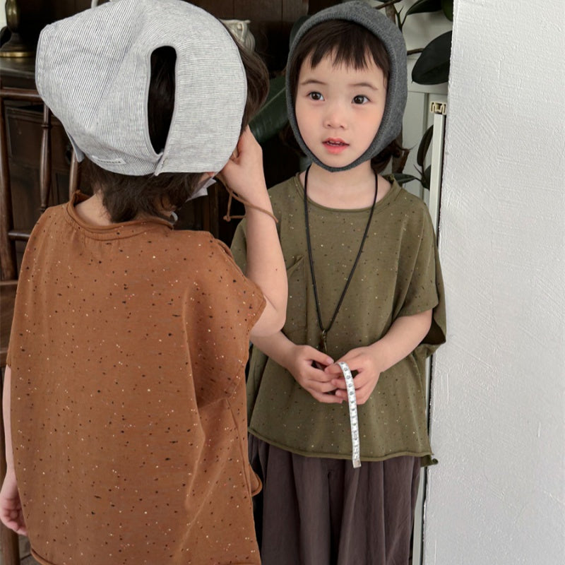【BABY&KID】夏新作 切りっぱなし半袖TシャツSK080507