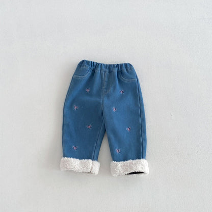 【BABY&KID】冬新作蝶結び裏起毛ジャケット、デニムパンツSK108523