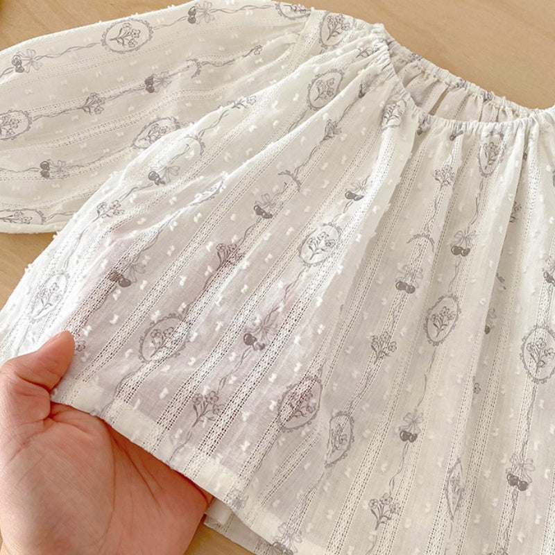 【BABY】花柄サロペットロンパース＆ジャガードブラウス2点セットSK103907