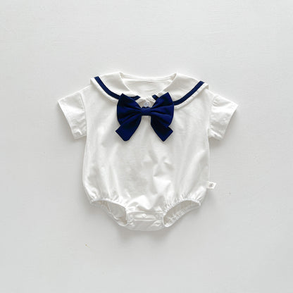 【BABY】夏新作 蝶結び付きポロシャツロンパースSK091321