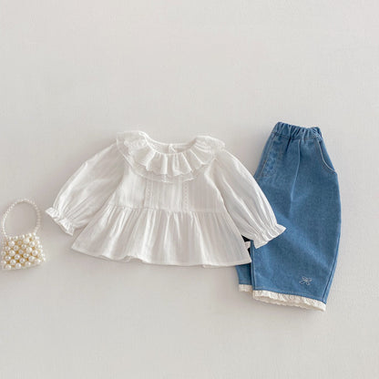 【BABY&KID】かわいいレースフリル襟ブラウスSK103511