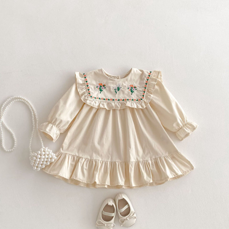 【BABY&KID】ビッグカラー刺繍ワンピースSK011011