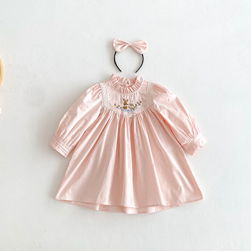 【姉妹服】うさぎ刺繍ロンパース、ワンピースSK101129