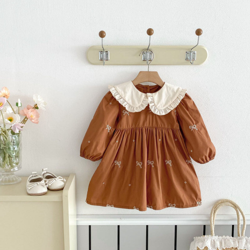 【BABY&KID】レトロ刺繍蝶結びワンピースSK011026