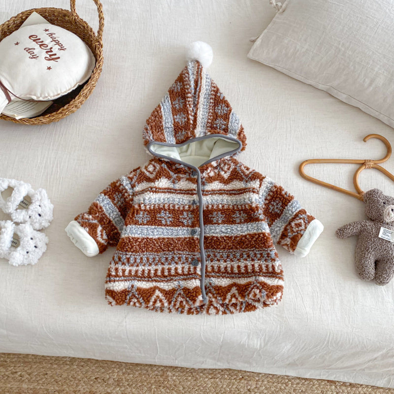 【BABY&KID】冬新作レトロ裏起毛ジャカードジャケットSK102902