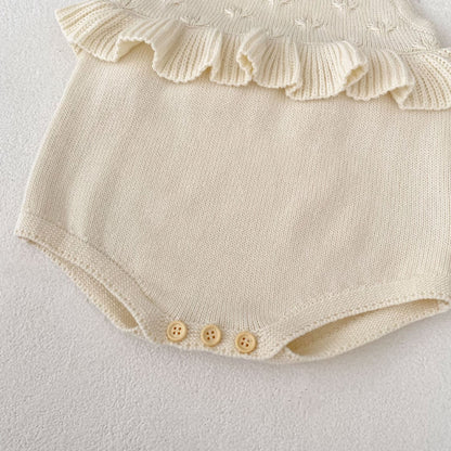 【BABY】フリル裾ニットロンパースSK100701