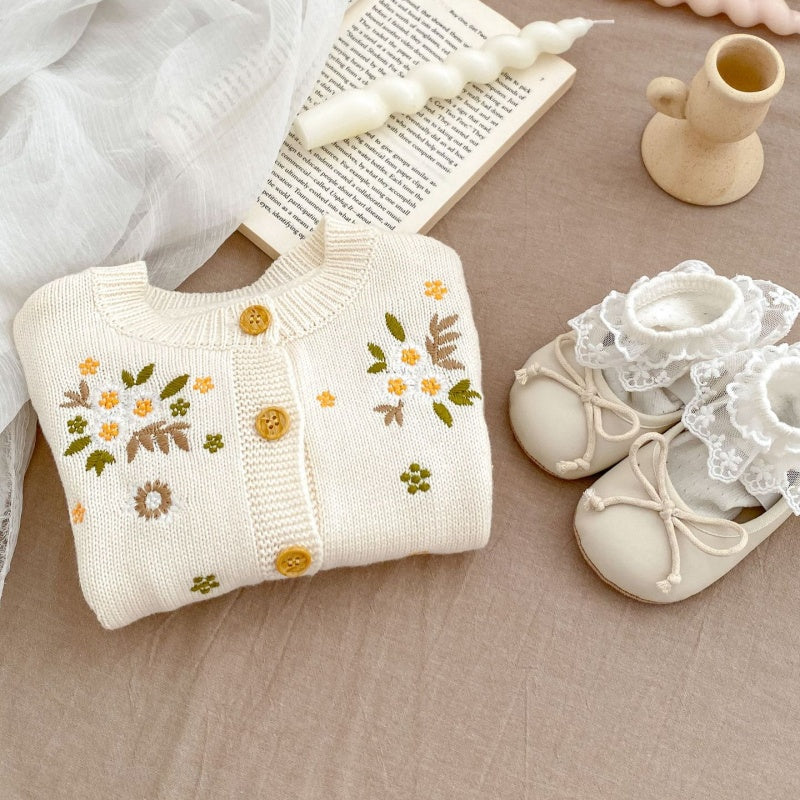 【BABY】花刺繍ニットカーディガンSK092827