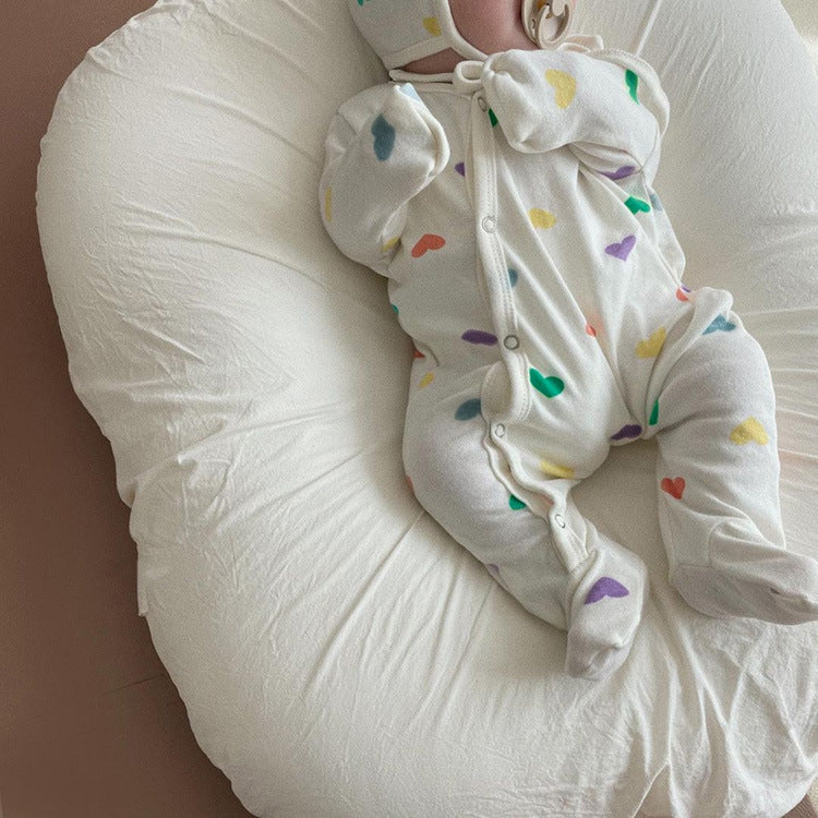 【BABY】カラフルハートロンパース、オールインワン、レギンス、帽SK031904