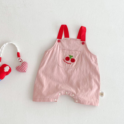 【BABY&KID】夏新作 チェリー柄デニムサロペット、チェリープリントTシャツSK080618
