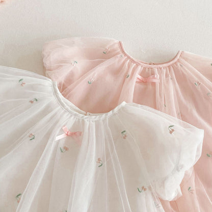 【BABY&KID】夏新作 メッシュ刺繍ワンピースSK070512