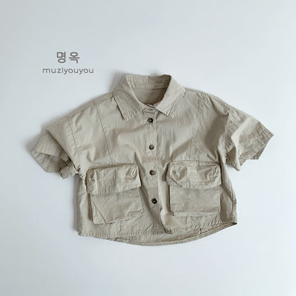 【BABY&KID】夏新作 ポケット付き半袖シャツSK080802