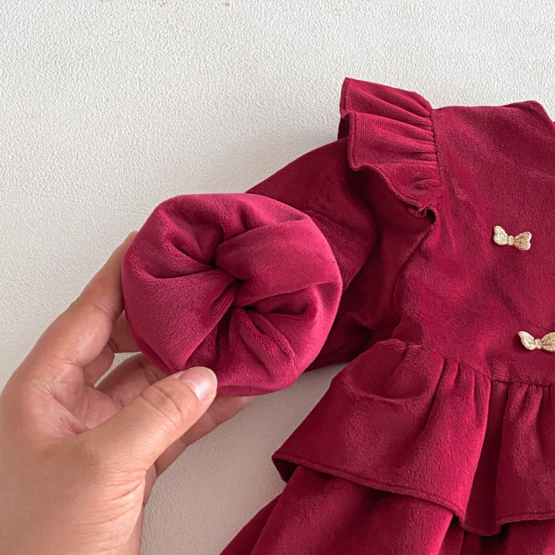 【BABY】冬新作蝶結びティアードカバーオールスカートSK102708