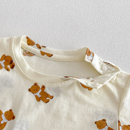 【BABY】夏新作くま刺繍デニムロンパース＆くまTシャツSK104509