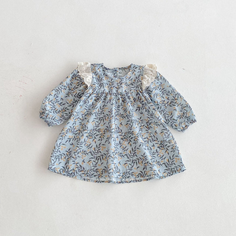 【BABY&KID】レトロ長袖プリントワンピースSK011015
