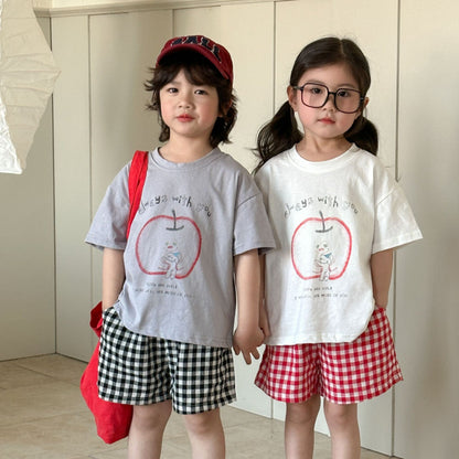【BABY&KID】夏新作 アップルモチーフTシャツセットアップSK072105