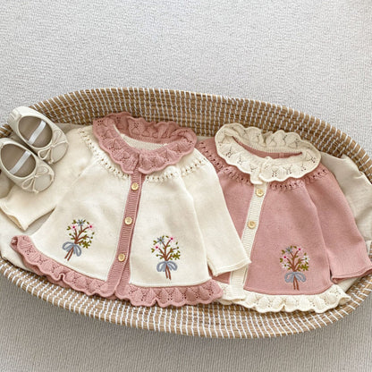 【BABY&KID】レトロ刺繍ニットカーディガンSK092911