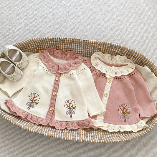 【BABY&KID】レトロ刺繍ニットカーディガンSK092911
