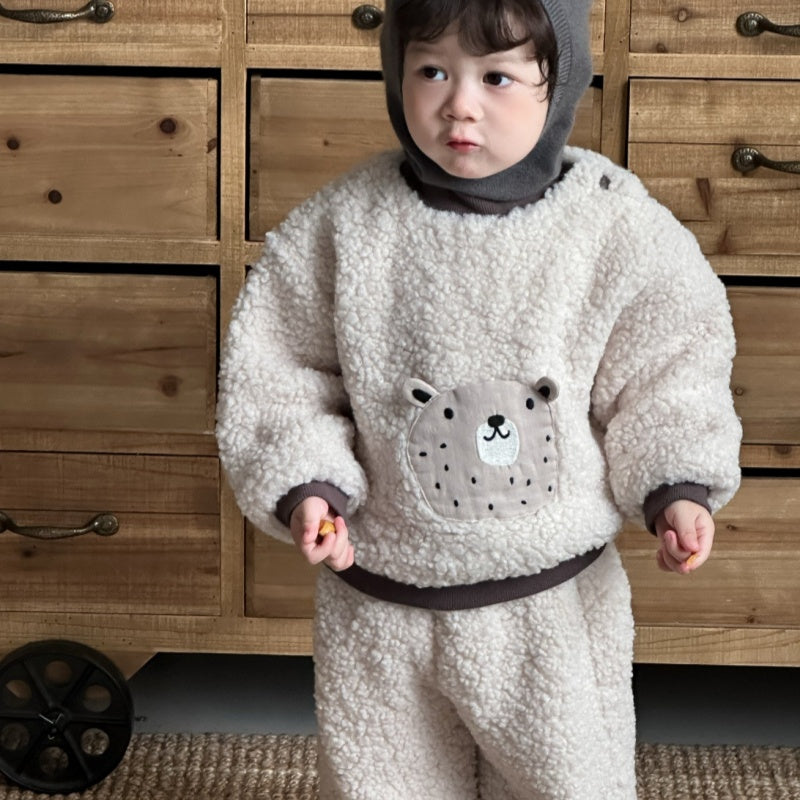 【BABY&KID】冬新作韓国風くまさん、ライオンあったかセットアップSK103128