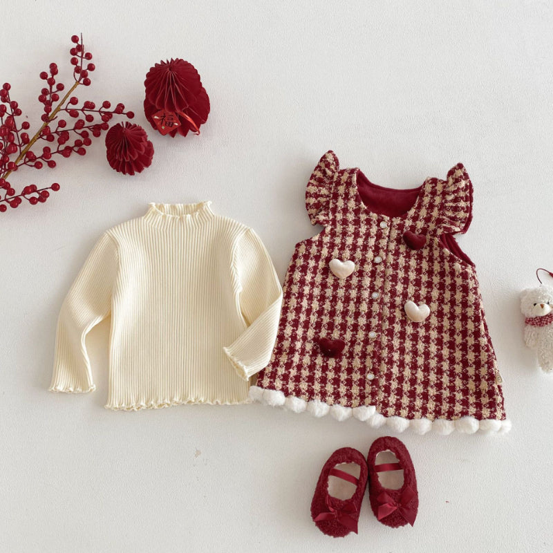 【BABY&KID】冬新作千鳥格ハートワンピースSK103034