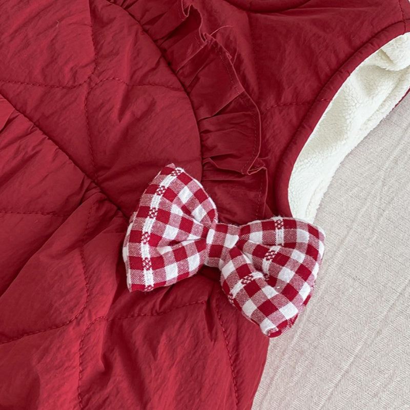 【BABY】冬新作キルティング蝶結びあったかロンパースSK103108