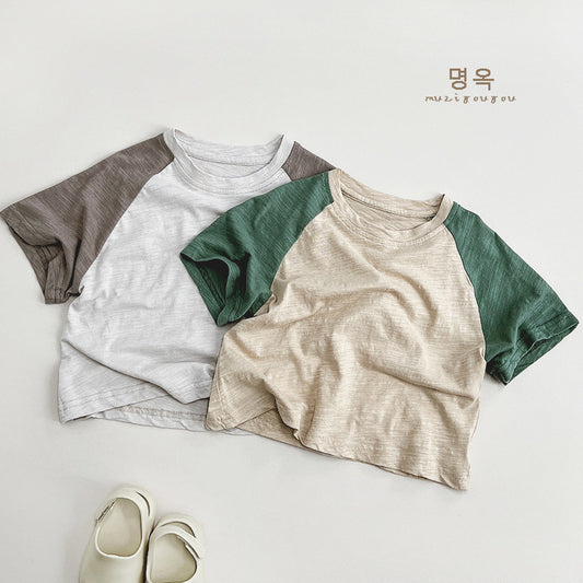 【BABY&KID】夏新作 ラグラン切り替えTシャツSK080814