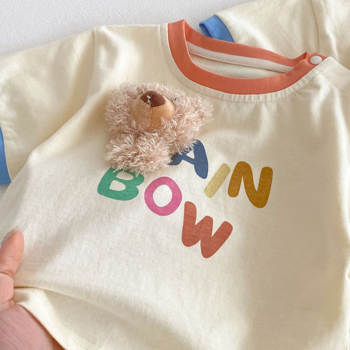 【BABY】夏新作  カラーバリBOWベアロンパース、Ｔシャツ、パンツSK061607