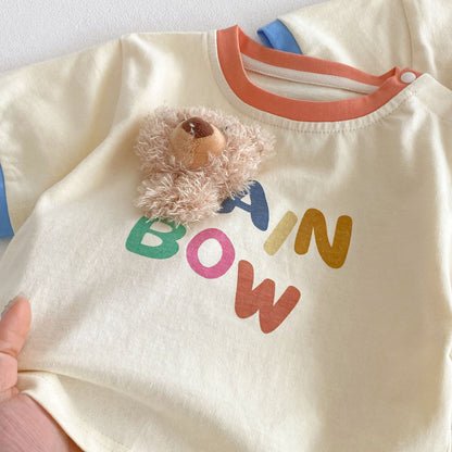 【BABY】夏新作  カラーバリBOWベアロンパース、Ｔシャツ、パンツSK061607
