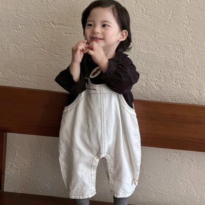 【BABY】ホワイトサロペット、ブラックシャツSK107009