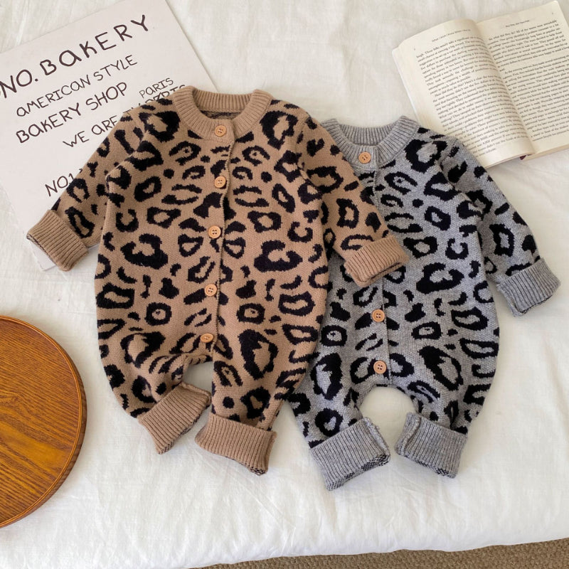 【BABY】冬新作レオパード柄ニットカバーオールSK102713