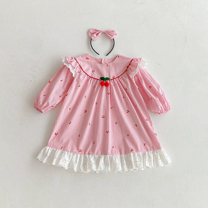 【姉妹服】さくらんぼ柄ロンパース、ワンピースSK101122