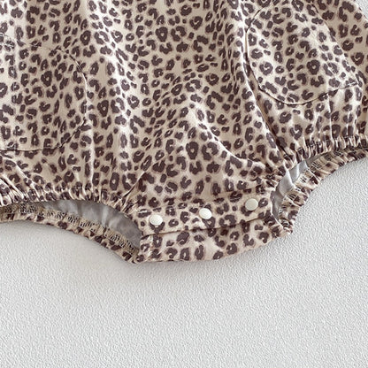 【BABY】夏新作レオパード柄サロペットロンパース＆リブTシャツSK104513