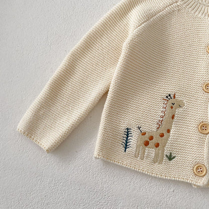 【BABY】キリン＆ゾウ刺繍ニットカーディガンSK102408