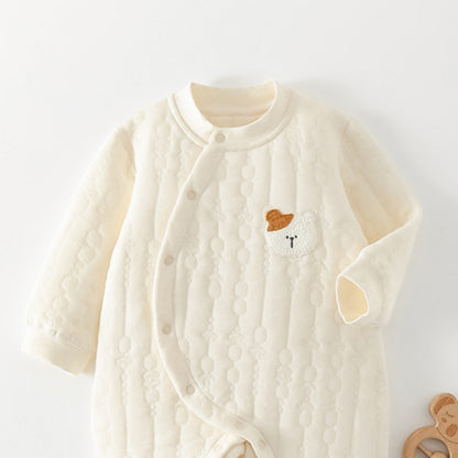 【BABY】冬新作北欧風くまワッペン裏起毛カバーオールSK102627