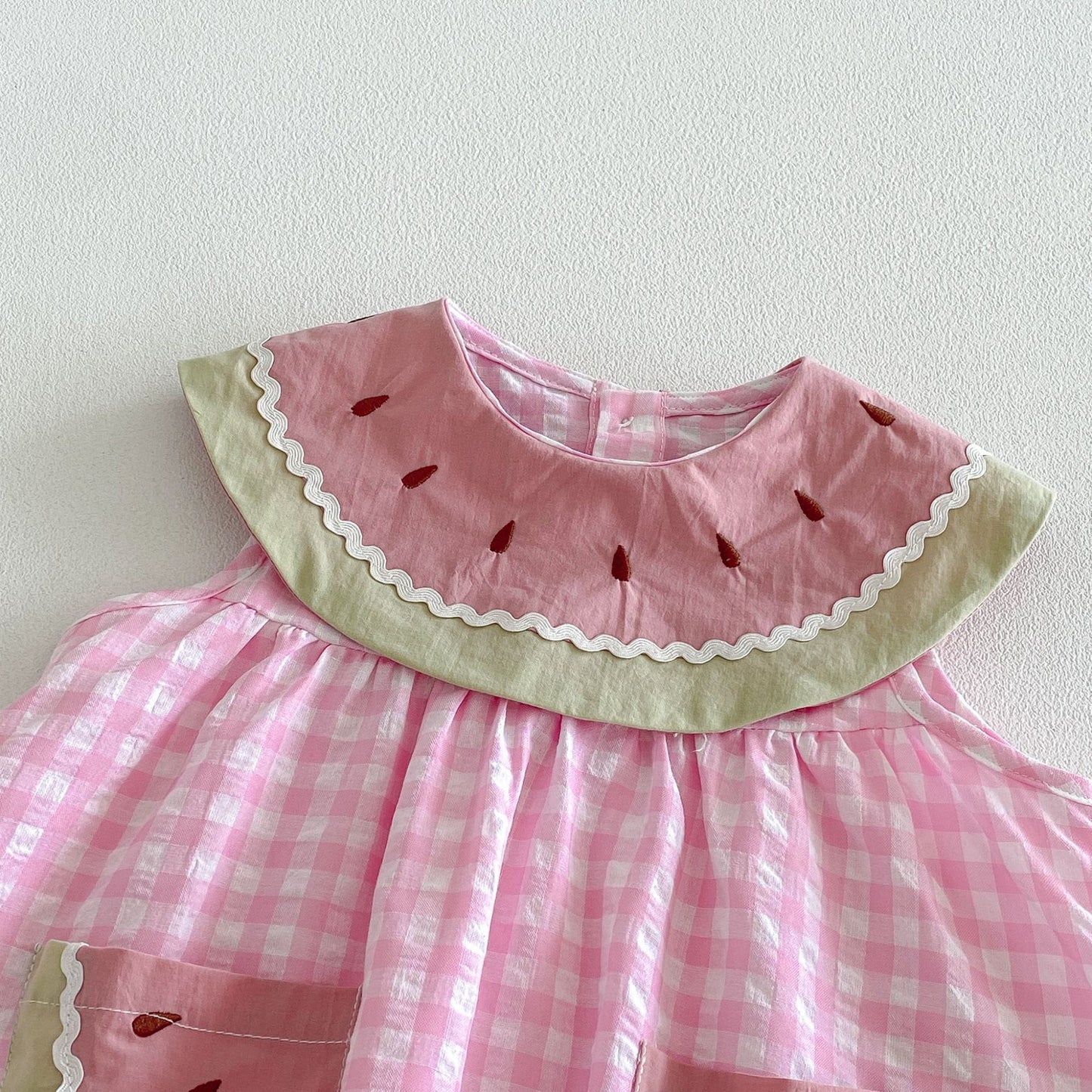 【BABY&KID】夏新作 すいかチェックロンパース、ワンピースSK105122