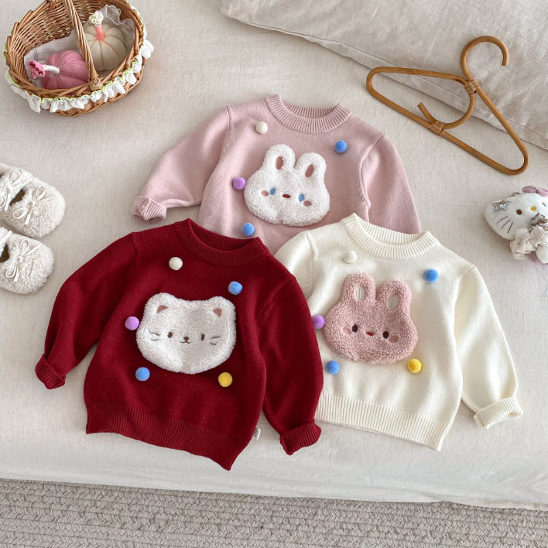 【BABY&KID】冬新作ぽんぽん付きニットセーターSK102534