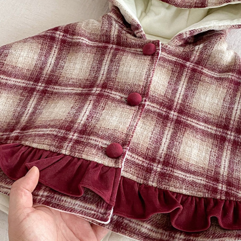 【BABY】冬新作チェックあったかケープSK103115